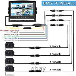7'' Quad Split Monitor DVR 4 PIN AHD Rear View Reversing Camera For Truck RV
