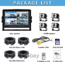 7'' Quad Split Monitor DVR 4 PIN AHD Rear View Reversing Camera For Truck RV Bus