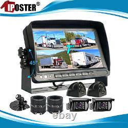 7 split Monitor DVR 4 Rear View Backup Camera System For Semi Box Truck RV