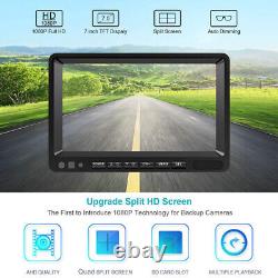 7 split Monitor DVR 4 Rear View Backup Camera System For Semi Box Truck RV