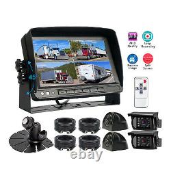 7 split Monitor DVR 4 Rear View Backup Camera System For Semi Box Truck RV