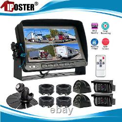7 split Monitor DVR 4 Rear View Backup Camera System For Semi Box Truck RV