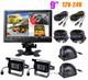 9 4ch Monitor Car Bus Truck Backup Reverse System + 4x Ir Rear View Camera Kit