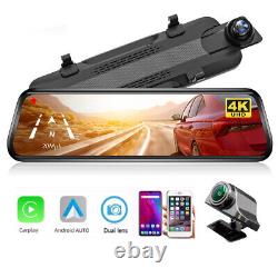 9 Dash Cam Rear view Mirror Monitor Wireless Carplay Android Auto DVR 1080P Car