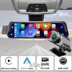 9 Dash Cam Rear view Mirror Monitor Wireless Carplay Android Auto DVR 1080P Car