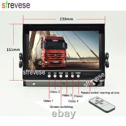 9 IPS 4CH Split Monitor+ 4 x 4Pin AHD 1080P Car Rear View Backup Camera SD DVR