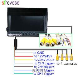 9 IPS 4CH Split Monitor+ 4 x 4Pin AHD 1080P Car Rear View Backup Camera SD DVR