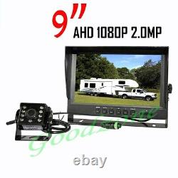 9 IPS Rear View DVR Monitor + AHD 1080P 8 LED Backup Camera RV Bus Truck 5m/15m