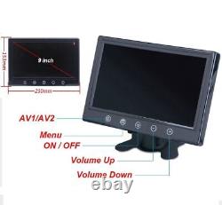 9 Monitor 2x4PIN 800TVL Rear View Reversing Camera 10m Kit For Truck Caravan Rv