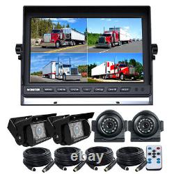 9 QUAD Monitor Screen Car Rear View Backup 4 IR CCD Camera Reversing Cam System