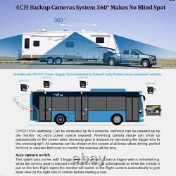 9 QUAD Monitor Screen Car Rear View Backup 4 IR CCD Camera Reversing Cam System