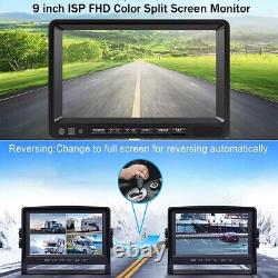 9 Quad DVR Monitor Rear View Backup Camera Reverse for Truck Bus Trailer RV Car