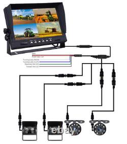 9 Quad Monitor 4 CCD Rear View Reversing Camera Backup for Bus Truck RV Trailer
