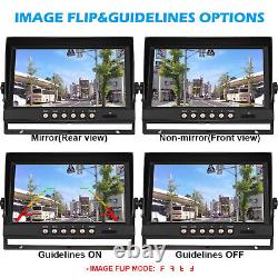 9 Quad Monitor 4 CCD Rear View Reversing Camera Backup for Bus Truck RV Trailer
