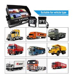 9 Quad Monitor 4 CCD Rear View Reversing Camera Backup for Bus Truck RV Trailer