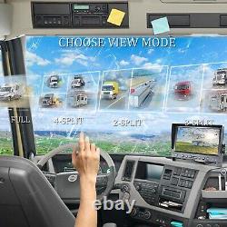 9 Quad Monitor DVR 4CH HD Rear Side View Camera For RV Truck Trailer Caravan