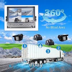 9 Quad Monitor DVR 4CH HD Rear Side View Camera For RV Truck Trailer Caravan