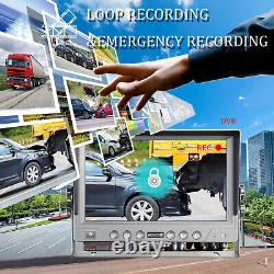 9 Quad Monitor DVR 4CH HD Rear Side View Camera For RV Truck Trailer Caravan