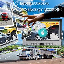 9 Quad Monitor DVR 4CH HD Rear Side View Camera For RV Truck Trailer Caravan