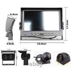 9 Quad Monitor DVR 4CH HD Rear Side View Camera For RV Truck Trailer Caravan