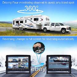9 Quad Monitor DVR 4x1080P IR Reversing Front Side Rear View Camera Suction Cup