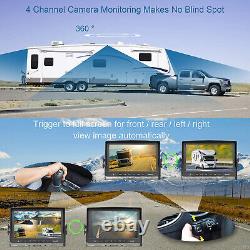 9 Quad Monitor DVR 4x1080P IR Reversing Front Side Rear View Camera Suction Cup
