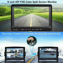 9 Quad Monitor DVR Recorder 1080P Rear View Reversing Camera for Truck Caravan
