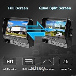 9'' Quad Monitor DVR Recorder IR Backup Rear View Camera System For Truck RV Bus