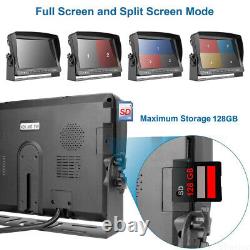 9'' Quad Monitor DVR Recorder IR Backup Rear View Camera System For Truck RV Bus