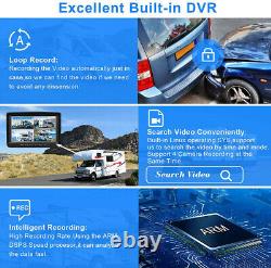 9'' Quad Monitor DVR Recorder IR Backup Rear View Camera System For Truck RV Bus