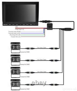 9 Quad Monitor For Truck Tractor Reversing Security 4x CCD Rear View Camera Kit