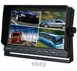 9 Quad Monitor For Truck Tractor Reversing Security 4x CCD Rear View Camera Kit