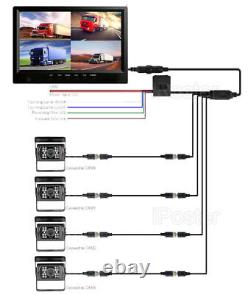 9 Quad Monitor Screen Car Rear View Reversing 4x CCD Camera System 12-24v Truck