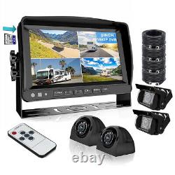 9 Quad Monitor Screen Rear View Side Backup CCD Camera Reverse Kit Bus Truck