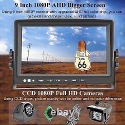 9 Quad Monitor Screen Rear View Side Backup CCD Camera Reverse Kit Bus Truck