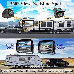 9 Quad Monitor Screen Rear View Side Backup CCD Camera Reverse Kit Bus Truck