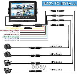 9 Quad Monitor Screen Rear View Side Backup CCD Camera Reverse Kit Bus Truck