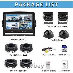 9 Quad Monitor Screen Rear View Side Backup CCD Camera Reverse Kit Bus Truck