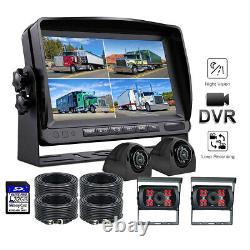 9 Quad Monitor Screen Rear View Side Backup CCD Camera Reverse Kit Bus Truck