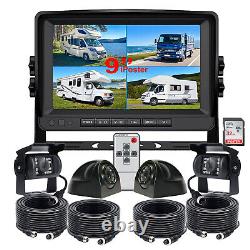 9 Quad Monitor Splitscreen DVR 1080P +4x Rear View Reversing Camera Bus Truck