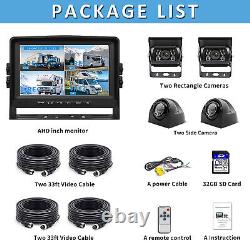 9 Quad Monitor Splitscreen DVR 1080P +4x Rear View Reversing Camera Bus Truck
