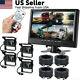 9 Quad Screen Monitor Car Rear View Back Up Camera Kit For Bus Truck Rv 12-24v