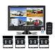 9 Quad Split Monitor 4pin Backup Camera For Truck Bus Caravan Rear View Reverse