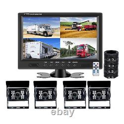 9 Quad Split Monitor 4PIN Backup Camera for Truck Bus Caravan Rear view Reverse