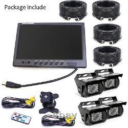 9 Quad Split Monitor 4PIN Backup Camera for Truck Bus Caravan Rear view Reverse