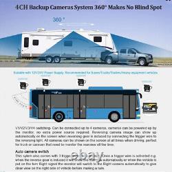 9 Quad Split Monitor Car Rear View Backup Reversing Camera For Truck Bus Van Rv
