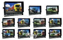 9 Quad Split Monitor Heavy Duty Reversing Rear View CCD Backup Camera Truck Bus