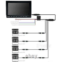 9 Quad Split Monitor Heavy Duty Reversing Rear View CCD Backup Camera Truck Bus