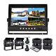 9 Quad Split Monitor Screen Ccd Rear View Camera For Truck Rv Trailer Reversing