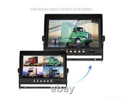 9 Quad Split Rear View Monitor + 4PIN Reversing Camera System for Truck Trailer